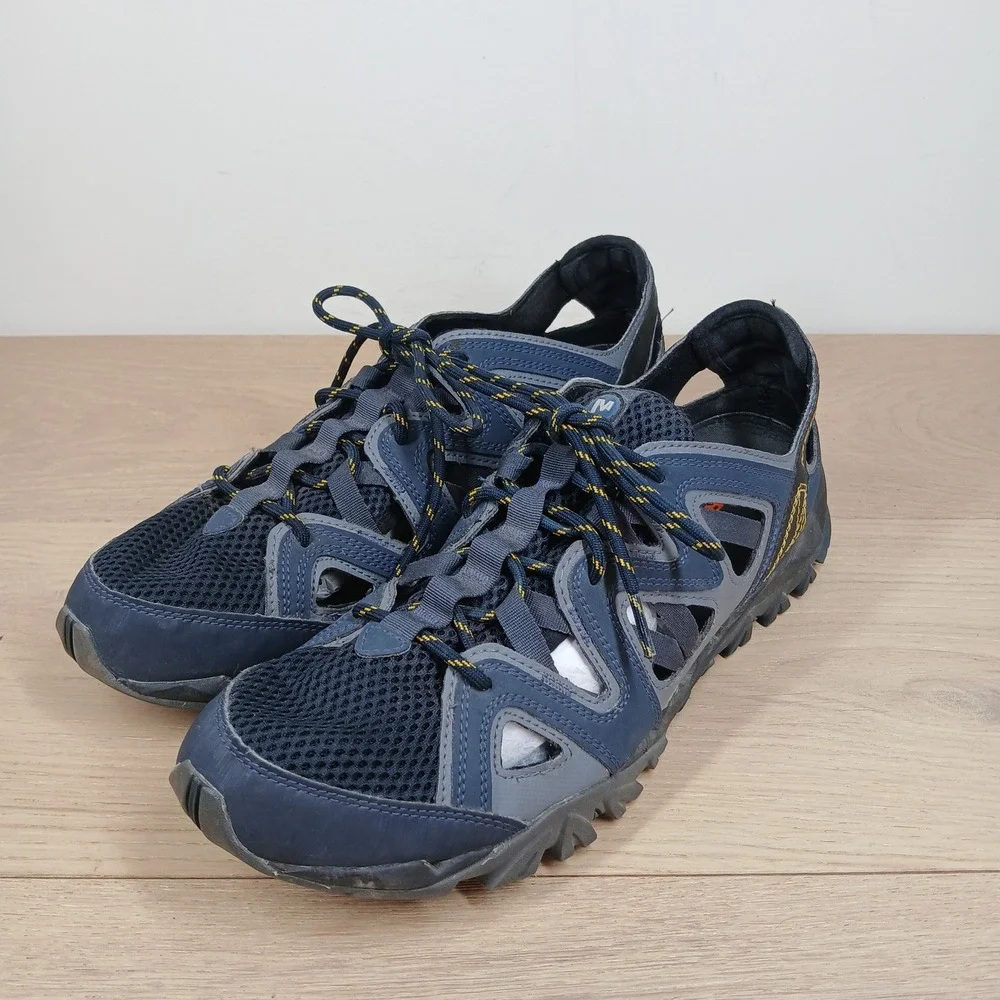 Merrell All Out Blaze Sieve Men's 11 Navy Blue Leather Mesh Hiking Water Sandals